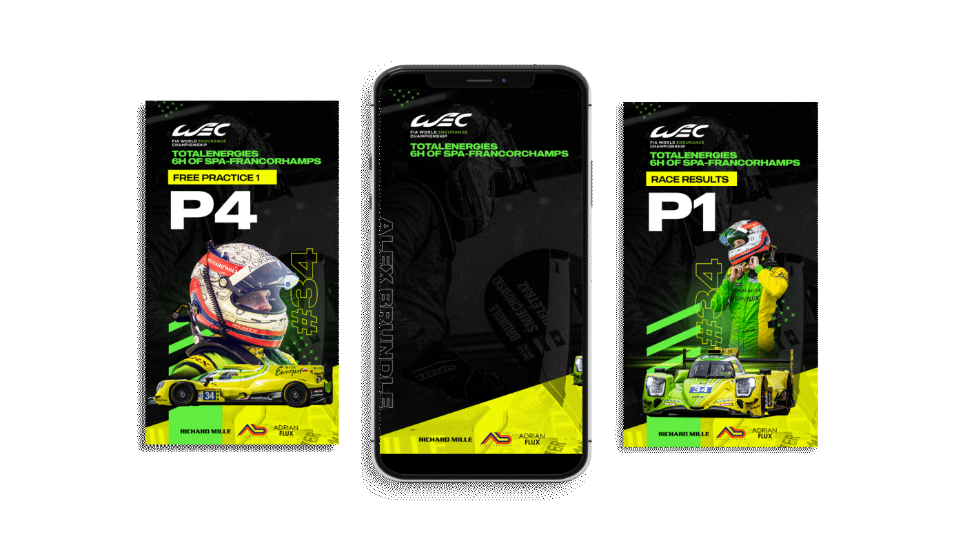 Social media template for IEC driver Alex Brundle.